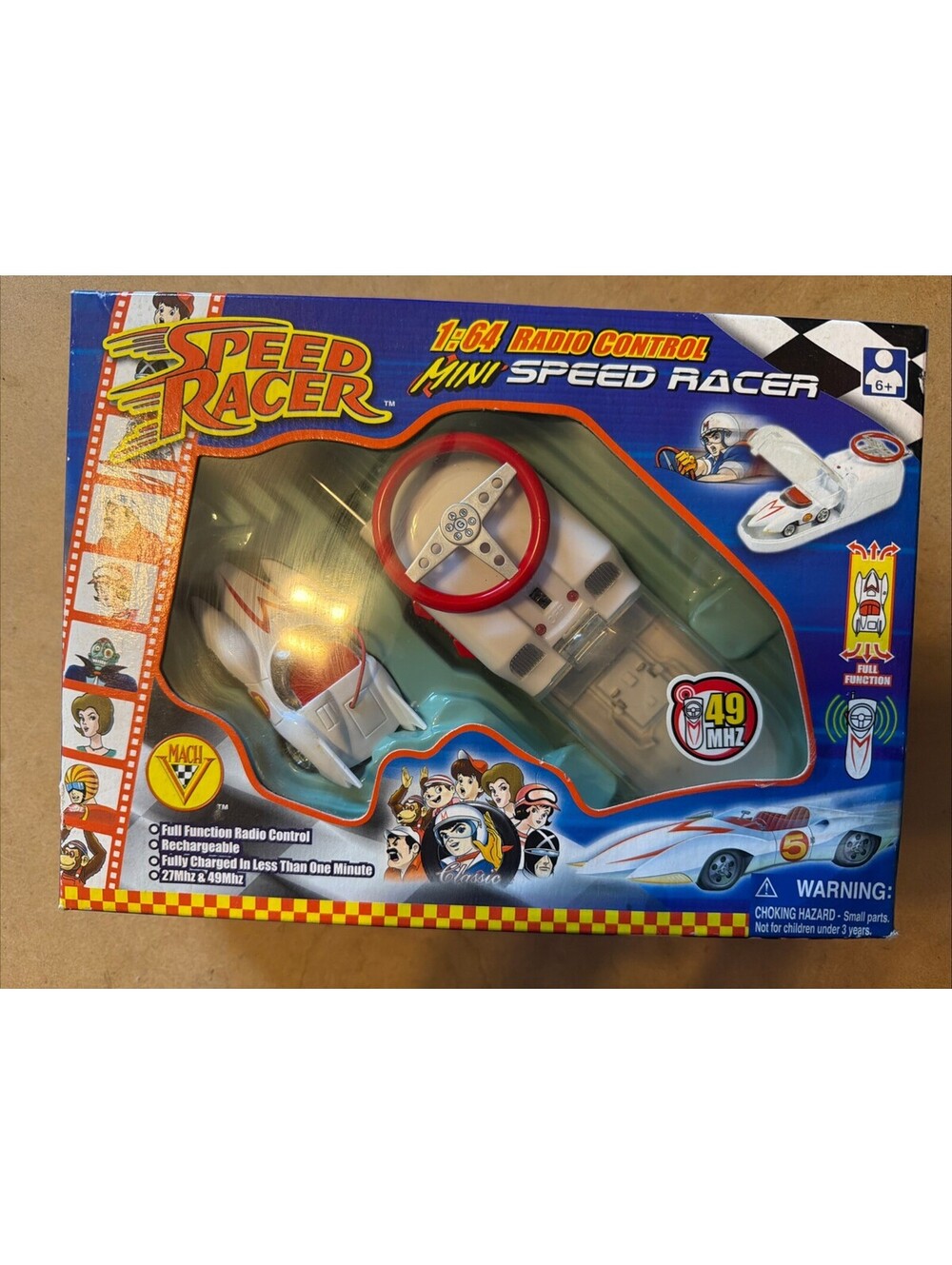 New in Box Classic Speed Racer 1:64 Radio Control Mini Mach V Car 2003 Recharge